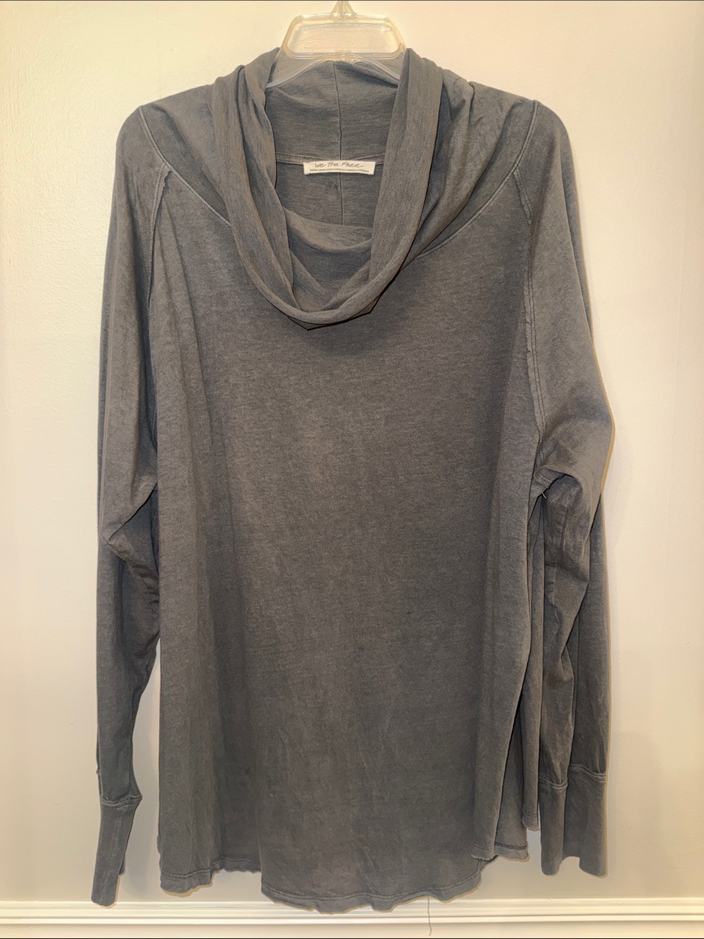 Free People We The Free DarkGrey Cowl Neck Long Sleeve Size XL